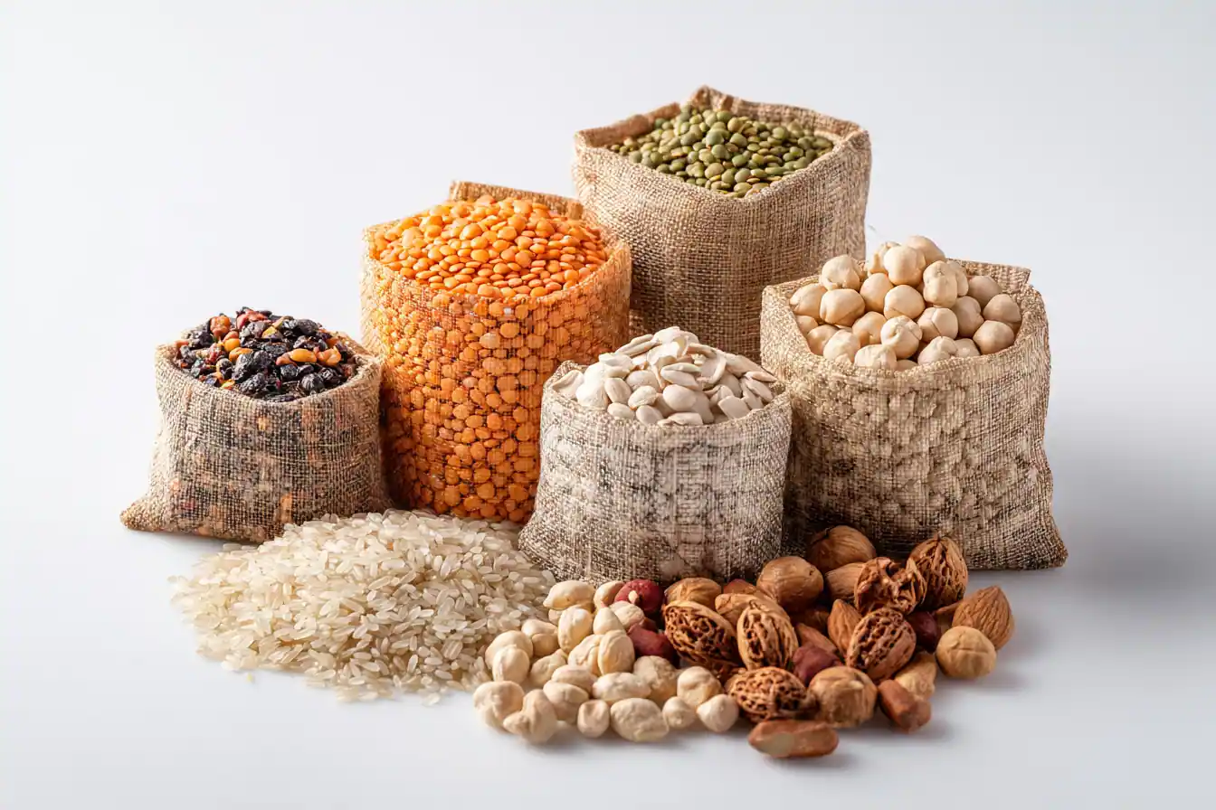 Legumbres, arroz, aperitivos y frutos secos