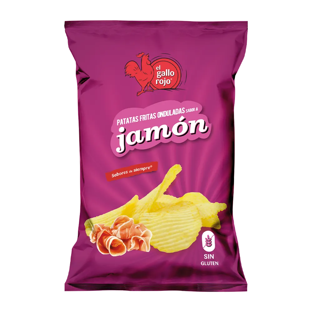 Papas Ondulada Jamón Gallo Rojo 40gr 14u