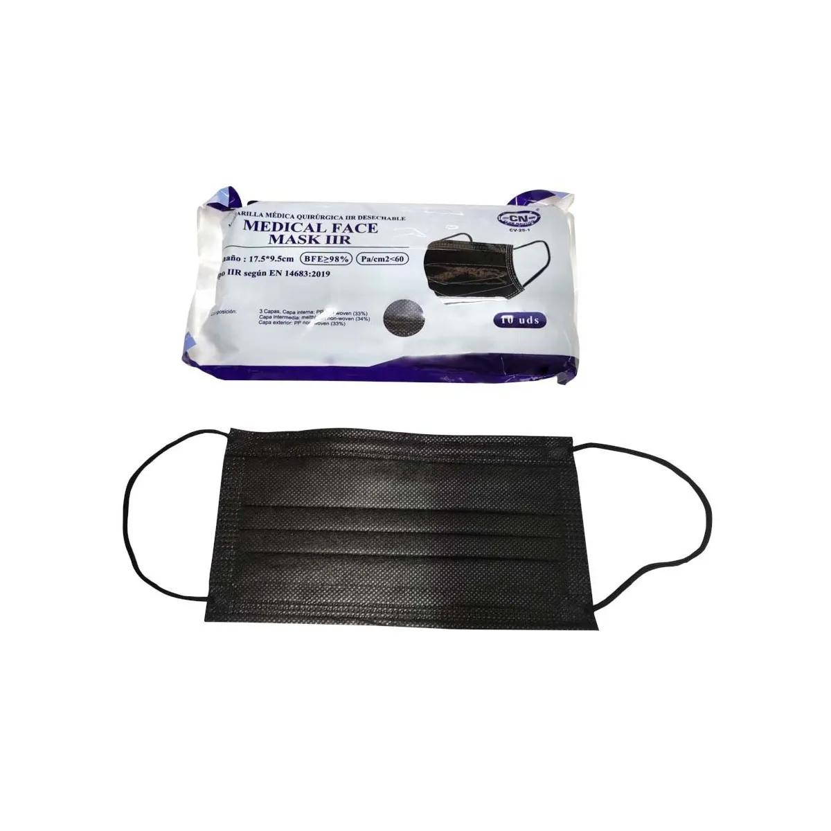 Mascarilla Quirúrgica Negra 5x10 Estuche