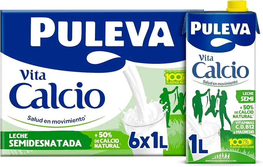Leche Puleva Calcio Semi en Brik 1 L (pack de 6)