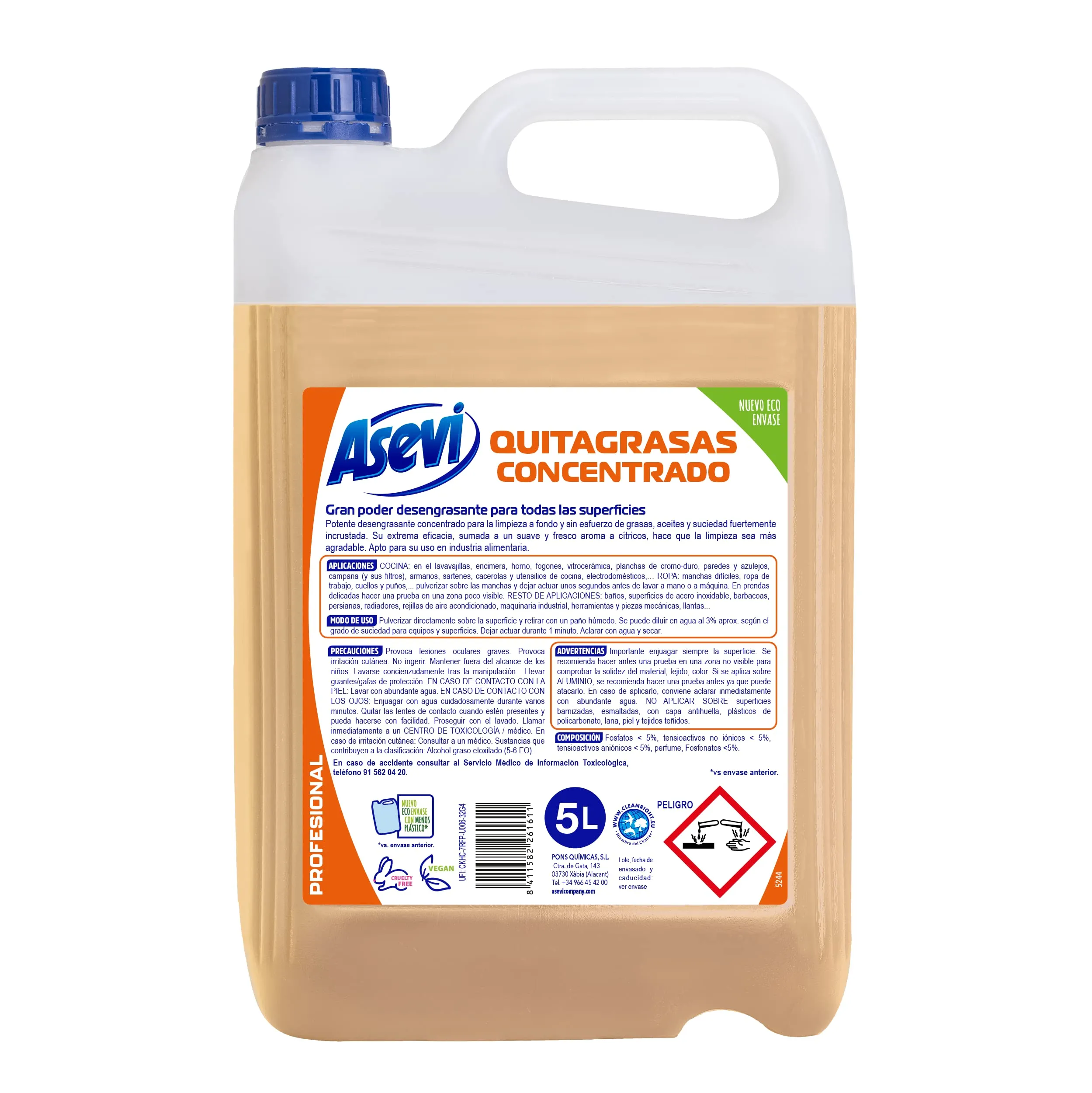 Asevi Desengrasante General en Garrafa 5 l