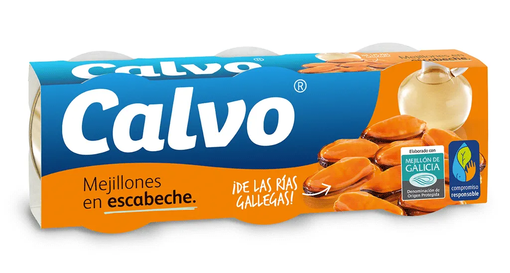 Calvo Mejillón Escabeche Ro-80 en pack 3+1