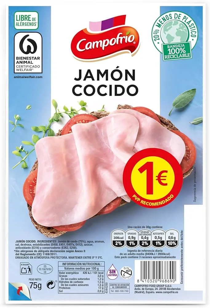 Campofrio Jamón Cocido Lonchas 1 Euro
