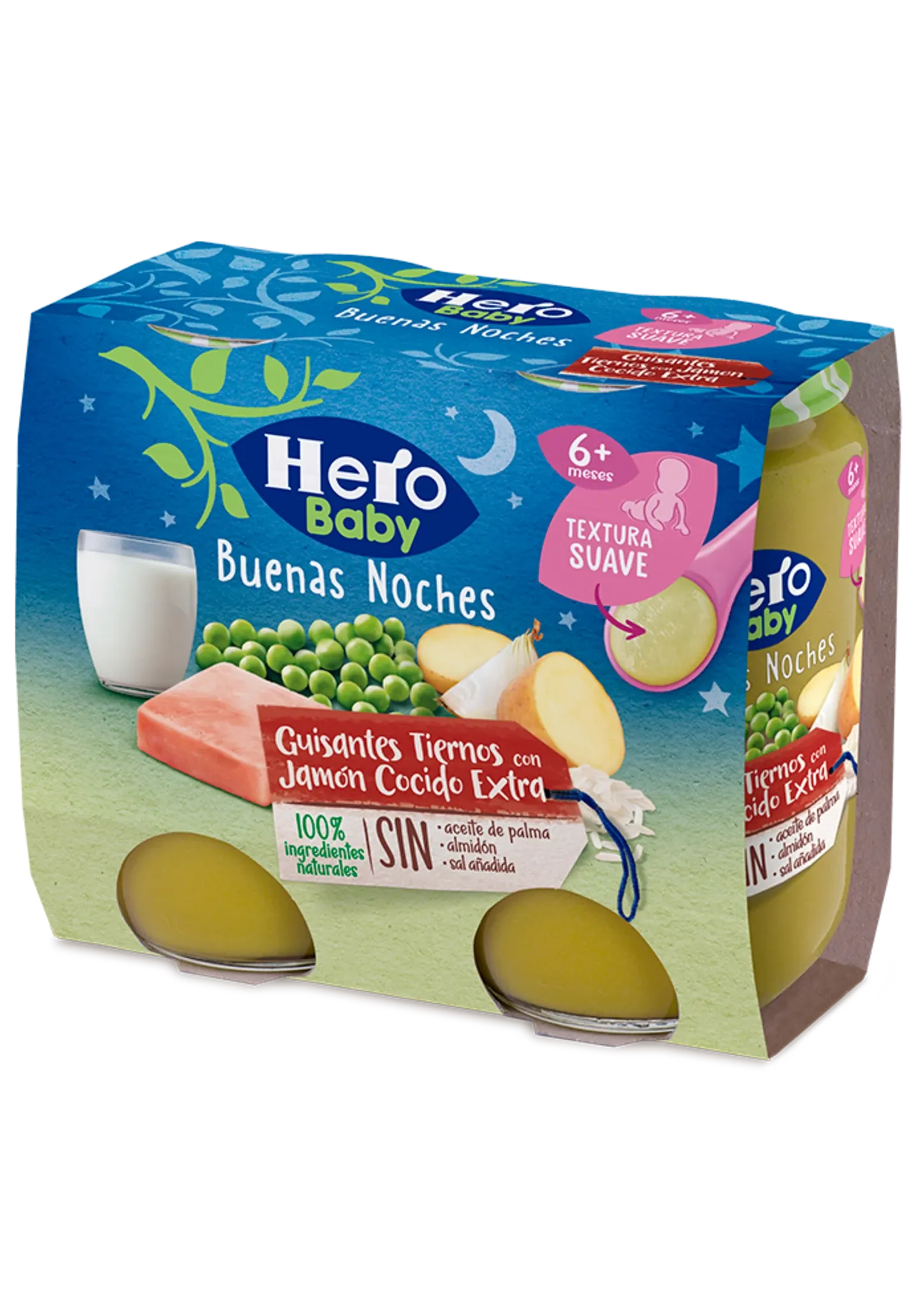 Potito B.noches Guisos/Jamón 2x190g Hero